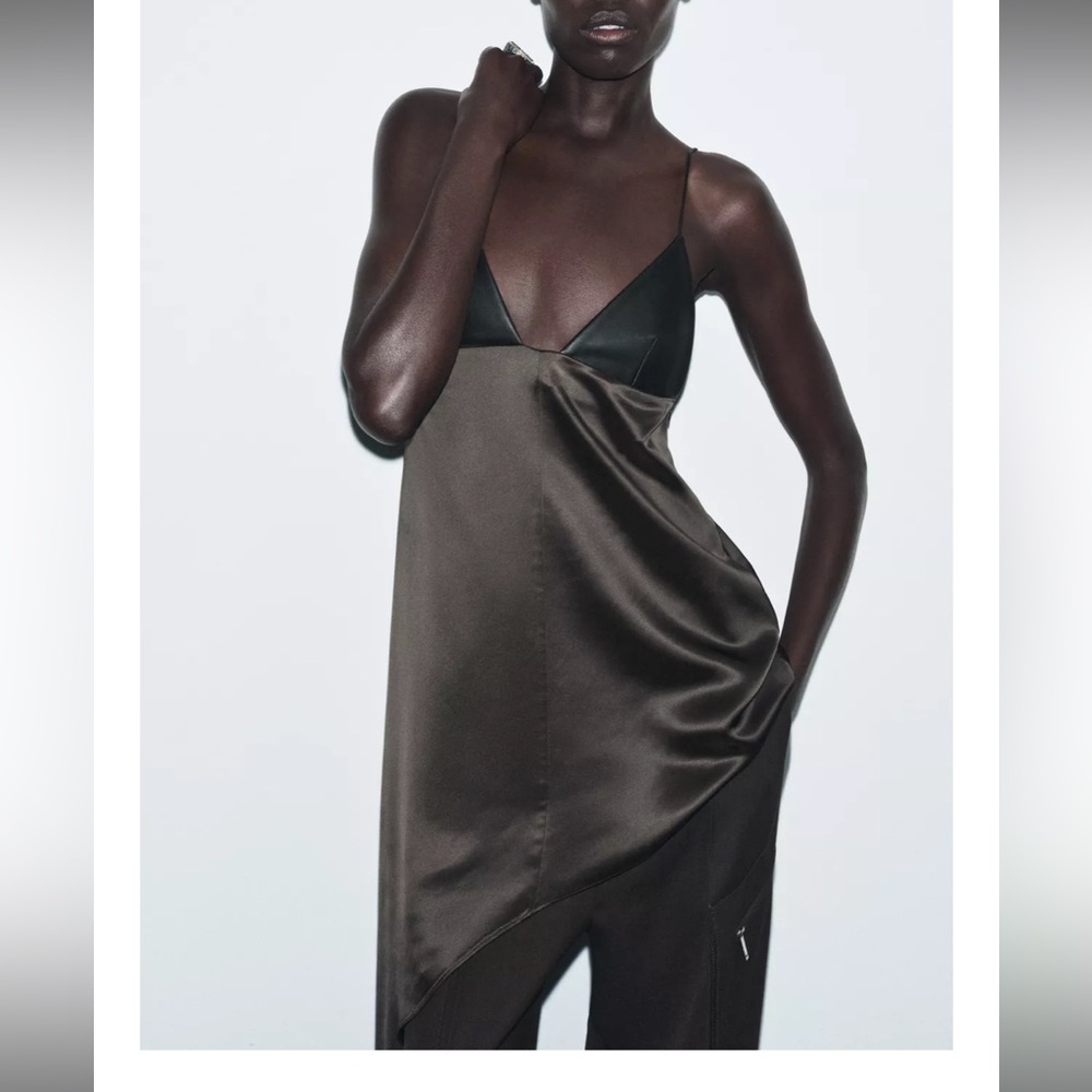 Zara‎ ZW collection asymmetric satin top - Picture 2 of 3